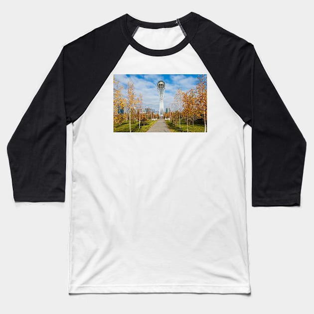 Nur Sultan Bayterek Tower Baseball T-Shirt by GrahamPrentice